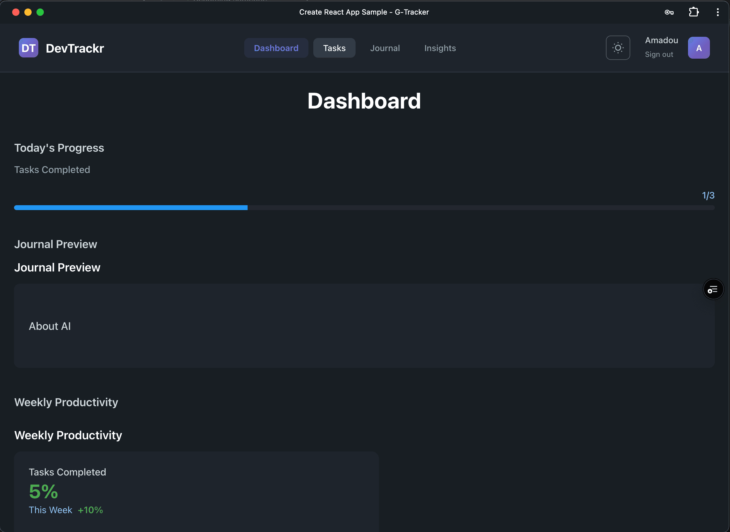 DevTrackr – Developer Task & Time Tracking App project screenshot